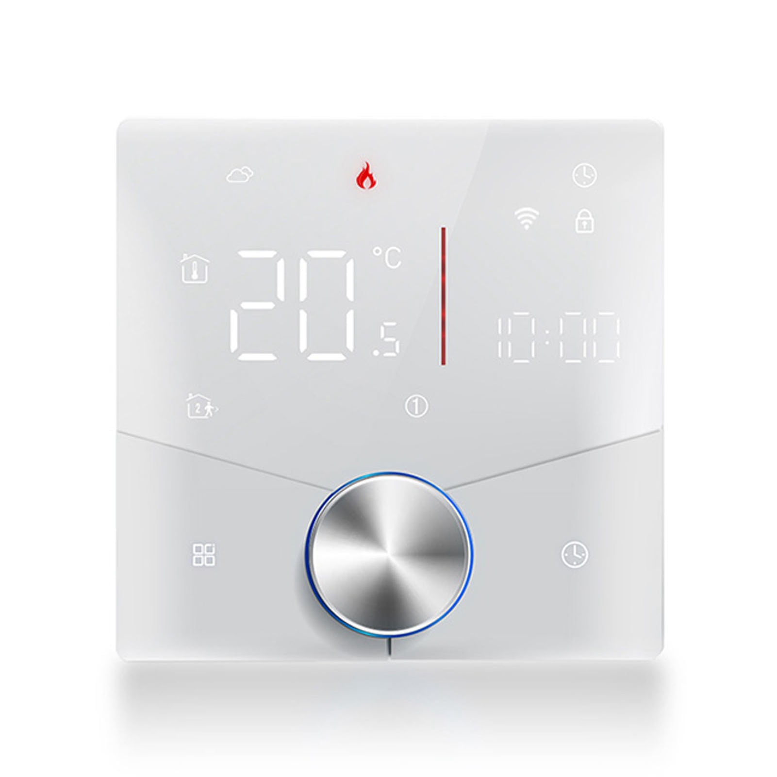 WiFi Thermostat Wifi Smart Tuya WiFi Thermostat Voice Control Digital Weekly Programmable Temperature Controller Digital Smart Knob Thermostat with Dimmable Light Color for Electric Heating