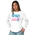 thumbnail image 4 of Vaporwave NASA Worm Logo Shuttle Unisex Plus Size Long Sleeve Tee Shirt Brisco Brands 2X, 4 of 5