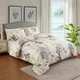 thumbnail image 2 of Hong and Arts Inc. Home Decor Soft Luxury Fluffy Goose Down Alternative Bedding Printed Comforter Set, Blue Chrysanthemum Floral Cream Base Cream,, 2 of 5