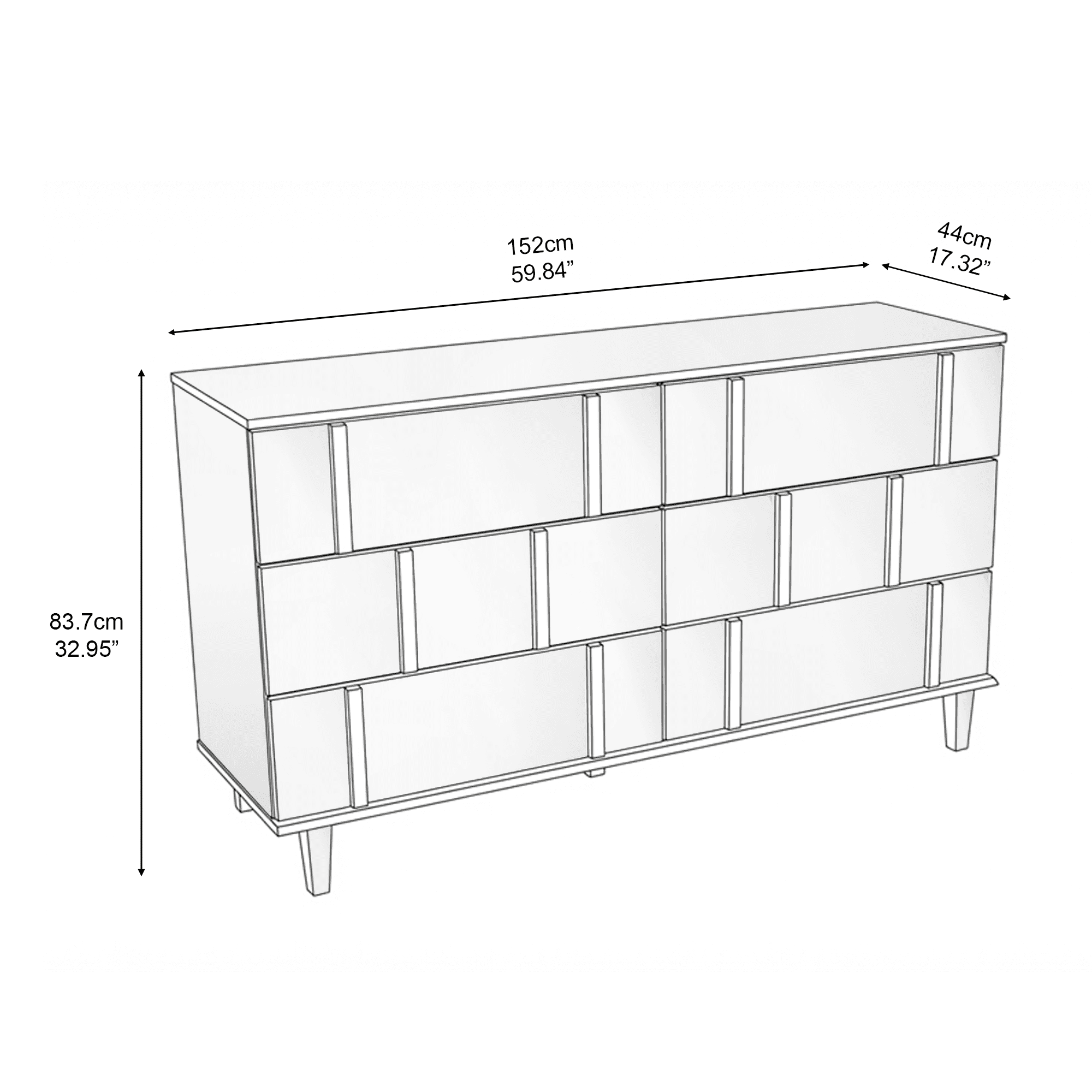 Bronx Modern Solid Wood Six Drawer Dresser Caramel - for Adults and Teens