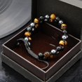 thumbnail image 1 of Bracelet Triple Protection Obsidienne Il de Tigre Véritable Bracelet Perles Hématite 8mm, 1 of 1