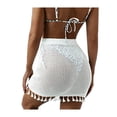 thumbnail image 3 of Women's Swimsuit Bikini Cover Up Crochet Knitted Beach Mini Skirt with Tassels, 3 of 6