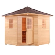 ALEKO Canadian Hemlock Wet Dry Outdoor 8 Person Sauna with Roof, 8 kW ETL Certified Heater