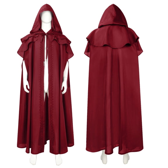 Lilgiuy Men Solid Color Hooded Side Slit Casual Party Retro Gothic Long Cloak Stage Outfit for Daily Leisure Life