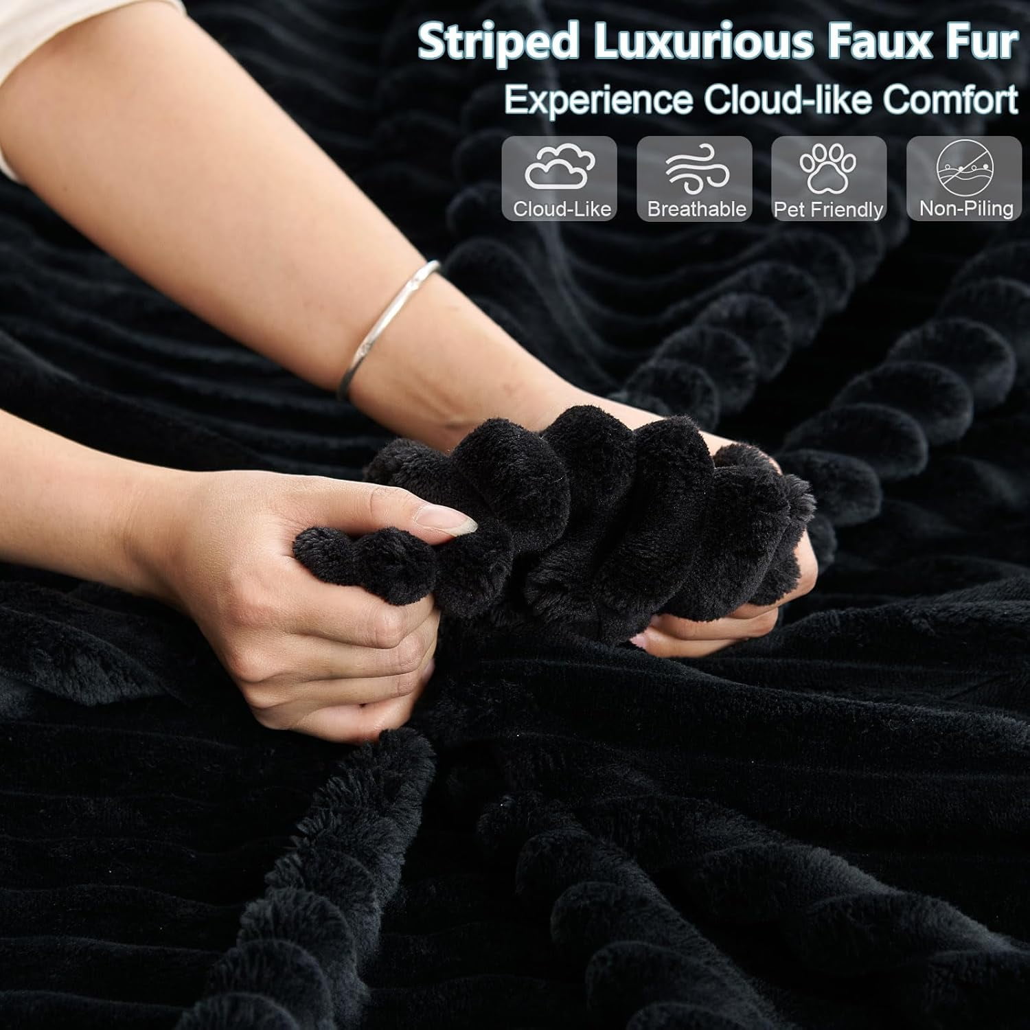 LUCKHAO Left-Facing Chaise Corduroy Tufted Sectional Sofas with 3 Large Cushions, Black