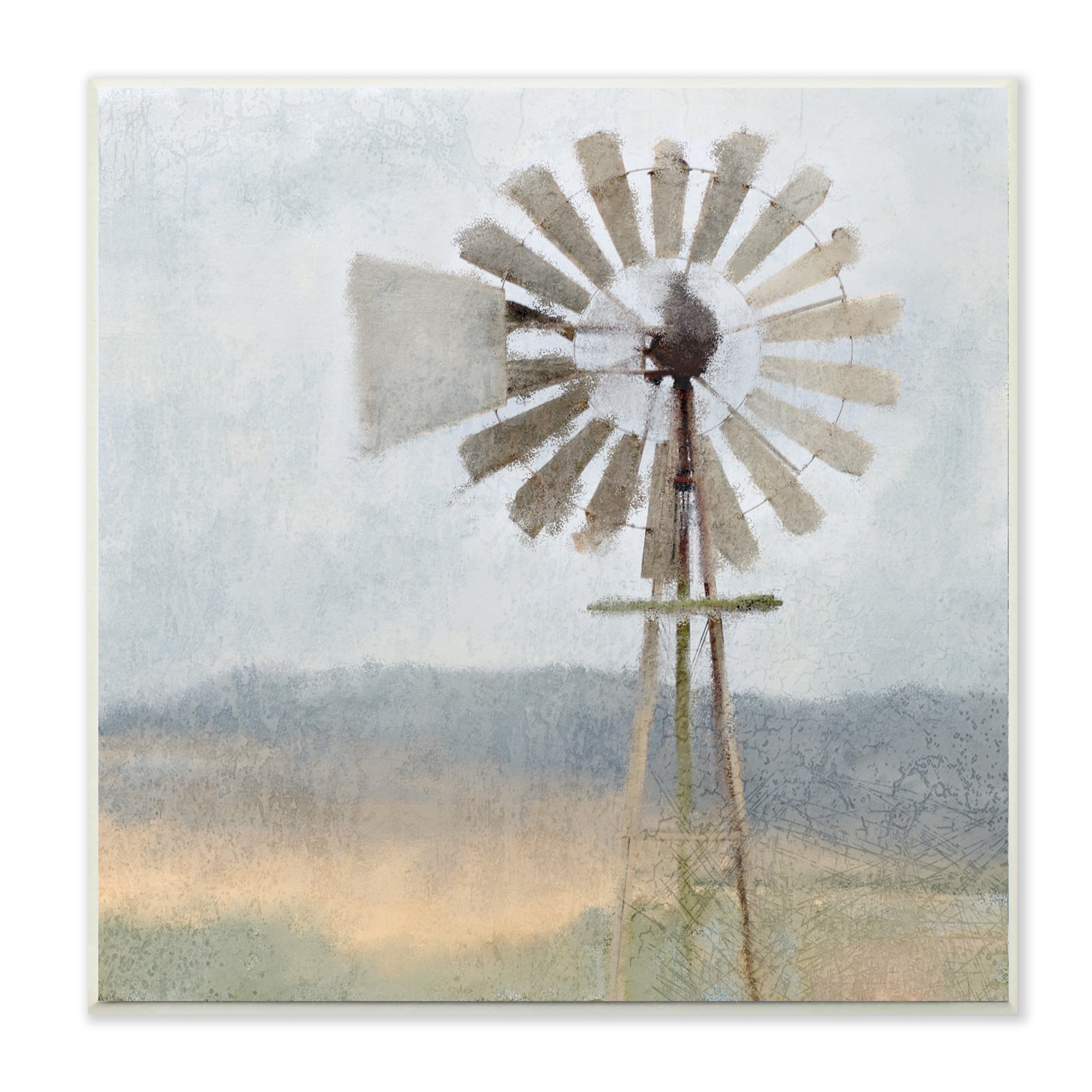 The Stupell Home Decor Collection Neutral Blue Windmill Breeze Farmyard Painting Wall Plaque Art, 12 X 0.5 X 12 - Walmart.com