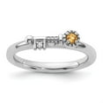 thumbnail image 4 of Auriga 925 Sterling Silver Rhodium-plated Citrine and White Topaz Key Ring for Women Size- 7, 4 of 6