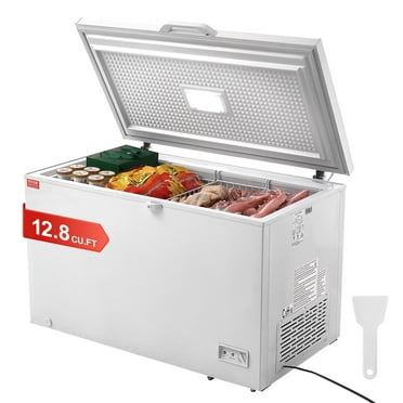 VEVOR Chest Freezer, 12.8 Cu.ft / 345 L Large Deep Freezer & 4 Removable Baskets,Freestanding Top Open Door Commercial Chest Freezers with Locking Lid, 7-Level Adjustable Temp,LED Lighting,6 Wheels