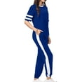 thumbnail image 4 of Shine Up Women Sweatsuits Casual 2 Piece Sets Striped Tracksuits Short Sleeve Summer T Shirts Long Jogger Sets Loose Activewear, 4 of 8