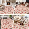 thumbnail image 5 of Large Area Rugs for Living Room Bedroom, Red Floral 8'x10' Rug Washable Carpet Runner Indoor Outdoor, Valentine's Day Roses Flowers Vintage Beige Non Slip Floor Mats Rug for Kitchen, Patio, 5 of 8