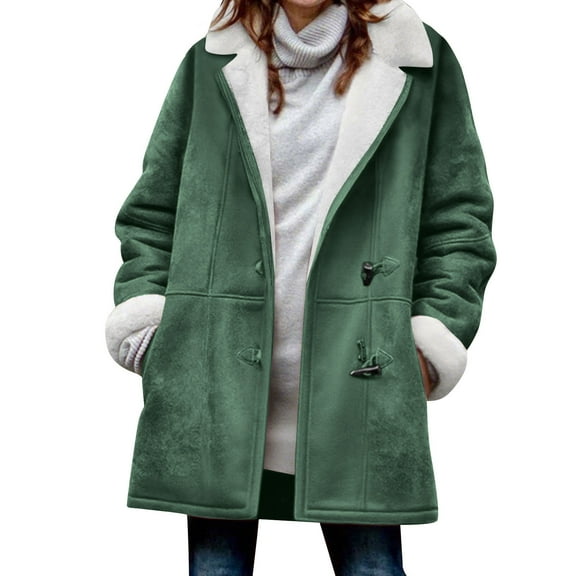 Guluxicc Womens Plus Size Jackets Casual Outdoor Long Sleeve Cardigan Jacket Outerwear Coat with Pockets, Green, 3XL