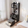 thumbnail image 4 of JustSmart 3-in-1 Vanity Desk with Sliding LED Mirror, Tall Makeup Dressing Table Set with 4 Drawers, Acrylic Doors, 2 AC Outlets & USB-C, Jewelry Box, Cushioned Chair, Black, 4 of 8