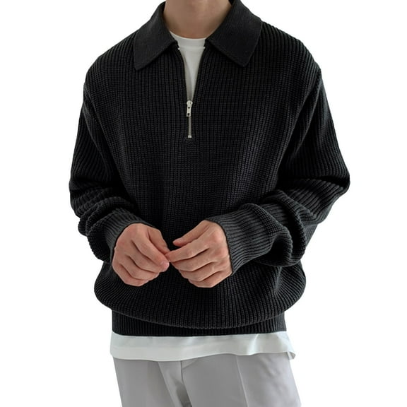KAUOD Sweater Men's Plain Pullover Men's Slim Fit Soft Comfortable Long Sleeve Sweater Men's Casual Fashion Knit Sweater Men