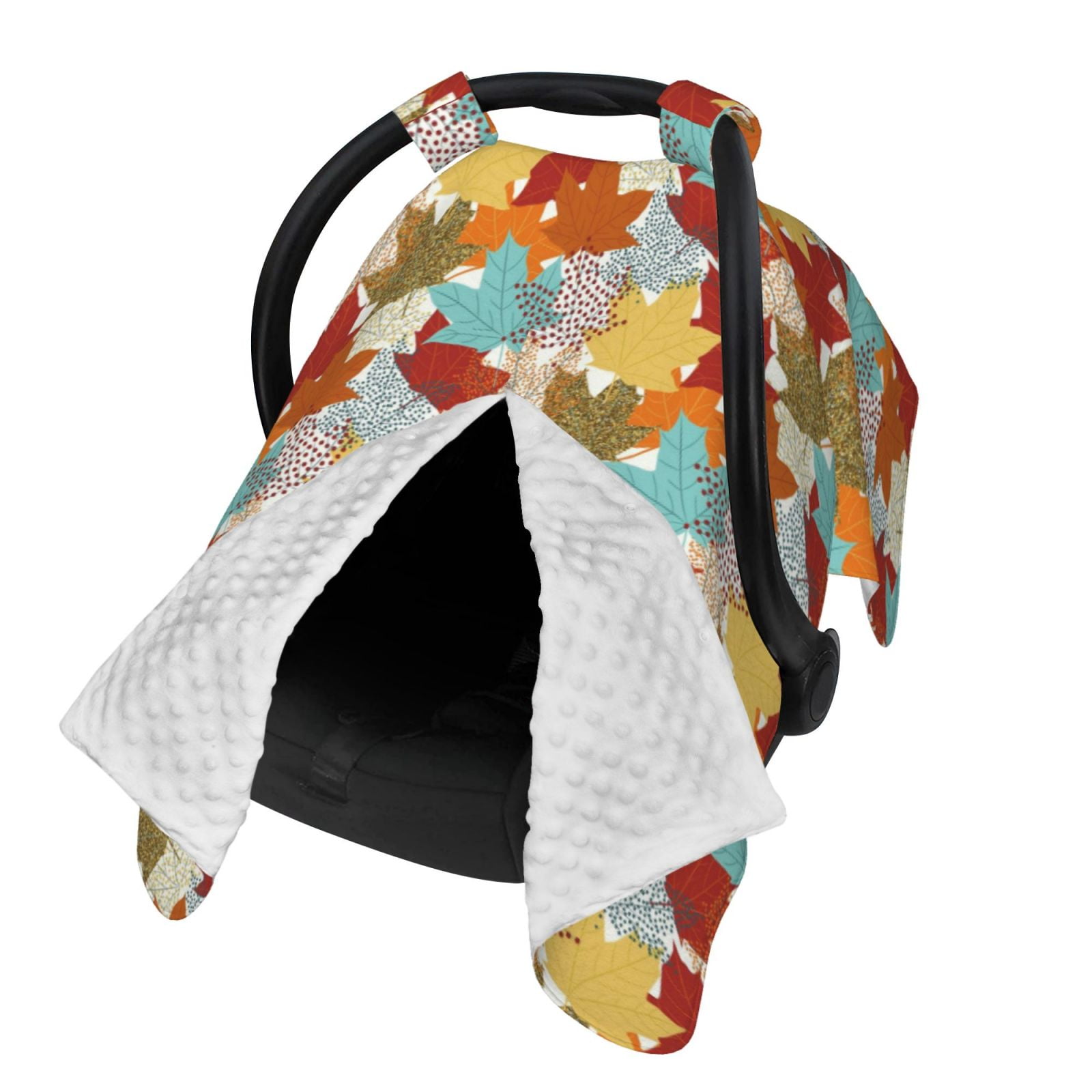 Naloa Fall Maple Leaves Baby Car Seat Cover, Breathable Baby Carrier Cover, Multiuse Baby Carrier Cover & Nursing Breastfeeding Cover
