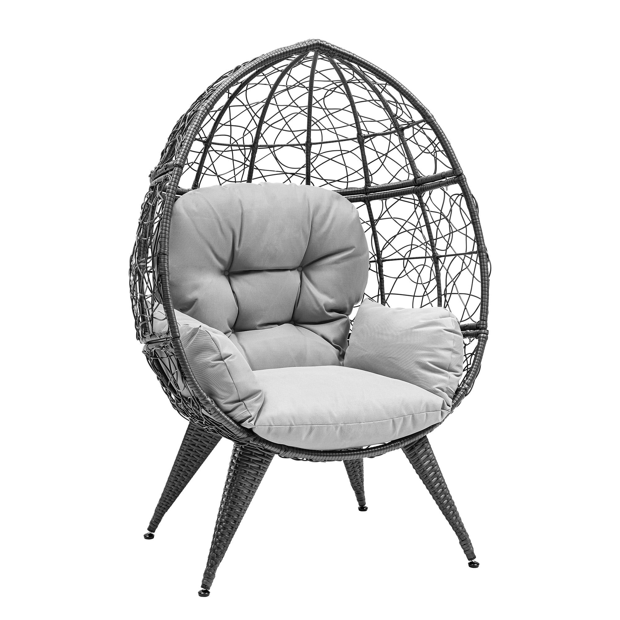 Uforic Oversized Egg Chair with Stand, Wicker Hanging Basket Chair for Indoor & Outdoor, 350lbs Capacity, Grey