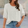 thumbnail image 6 of Endives Women's Cotton Linen Shirts Fashion Casual Solid Color Pleated Tops Shirts T Shirts, 6 of 8