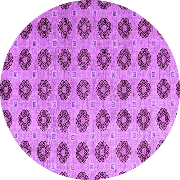 Ahgly Company Indoor Round Abstract Purple Modern Area Rugs, 3' Round