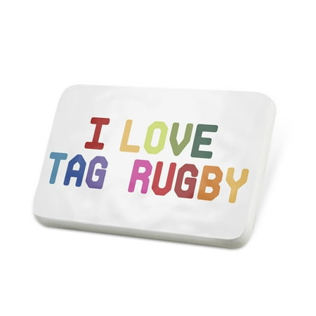 Porcelein Pin I Love Tag Rugby,Colorful Lapel Badge – NEONBLOND