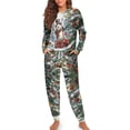 thumbnail image 2 of DISNIMO Snowman Tree Print Women Pajama Set Long Sleeve Sleepwear with Elastic Hairband Casual Loose Loungewear with Pockets Fashion Christmas Lounge Set with Long Pants, S, 2 of 7