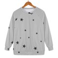 thumbnail image 4 of Women's Star Print No Hood Sweatshirt, Soft Breathable Polyester Long Sleeve Pullover Top with Comfort Fit for Casual Daily Wear, Winter Season, Street Fashion and Outdoor Activities Light Ashy S, 4 of 9