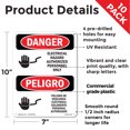 thumbnail image 2 of Electrical Hazard Authorized Only Bilingual OSHA Danger Rigid Plastic Sign 10 Inch x 7 Inch - 10 Pack, 2 of 8