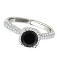 thumbnail image 3 of Mauli Jewels Engagement Rings for Women 1 Carat Halo Black Diamond Engagement Ring 4 prong 14k White Gold, 3 of 7