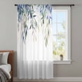 thumbnail image 4 of Blue Green Leaves Sheer Curtains 72 Inches Long, Watercolor Spring Botanical Branches Light Filering Curtains, Breathable Simi Curtain Privacy Drapes for Living Room Bedroom Window Treatment, 4 of 9
