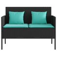 thumbnail image 2 of vidaXL Garden Bench with Cushions Black Poly Rattan, 2 of 5