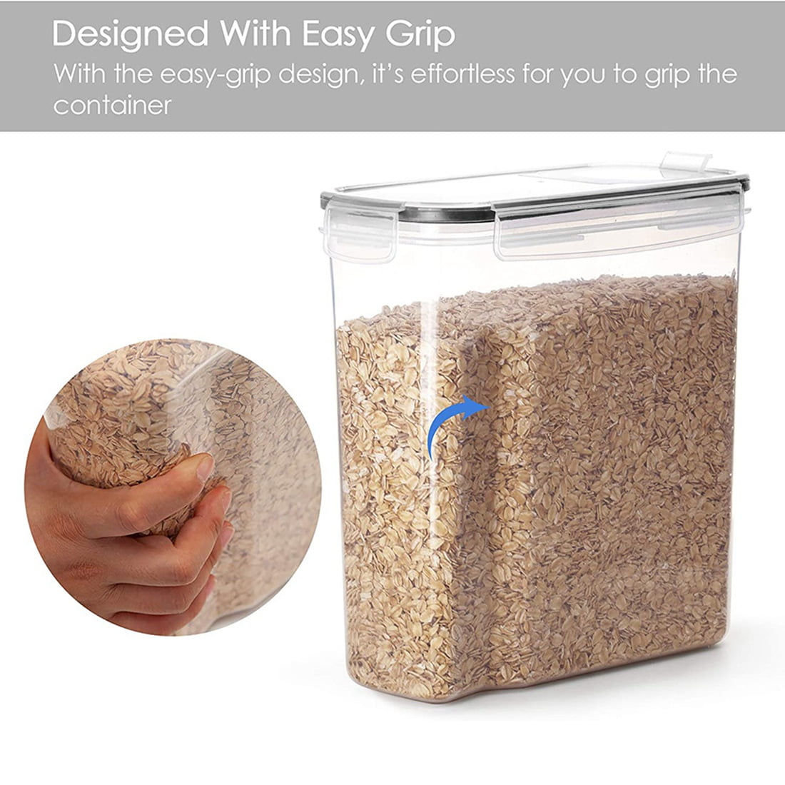 4Pcs Cereal Storage Container Set, PP Airtight Food Storage Containers 4L for Cereal, Snacks and Sugar