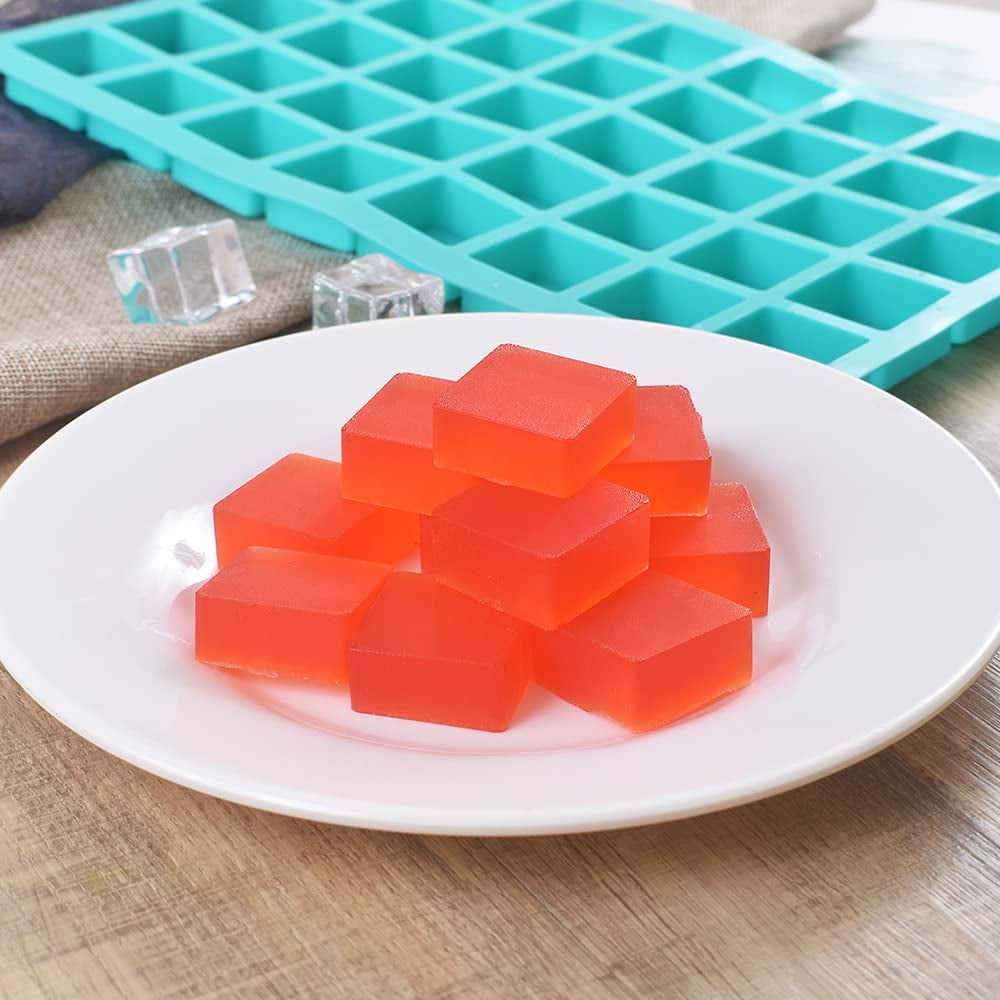 40 Cavities Square Silicone Mold, for Making Chocolate Candy, Ice Cube Tray, Truffles Pralines, 3 Packs and 2 Droppers