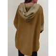 thumbnail image 3 of Sudadera SHEWIN Chaqueta extragrande con capucha y botones marrón 2XL, 3 of 5