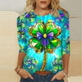 thumbnail image 2 of Goodeals Tie Dye St Patricks Day Shirts for Women Funny Lucky Irish Shamrock T Shirt Green Graphic Tees 3/4 Sleeve Crewneck Tunic Top St. Patrick‘s Day Outfits(Blue,M), 2 of 5