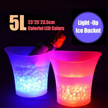 Cheap Champagne Buckets 5L LED Light Ice Bucket Champagne Wine Drinks Beer Ice Cooler Bar Party Home Color Changing ()