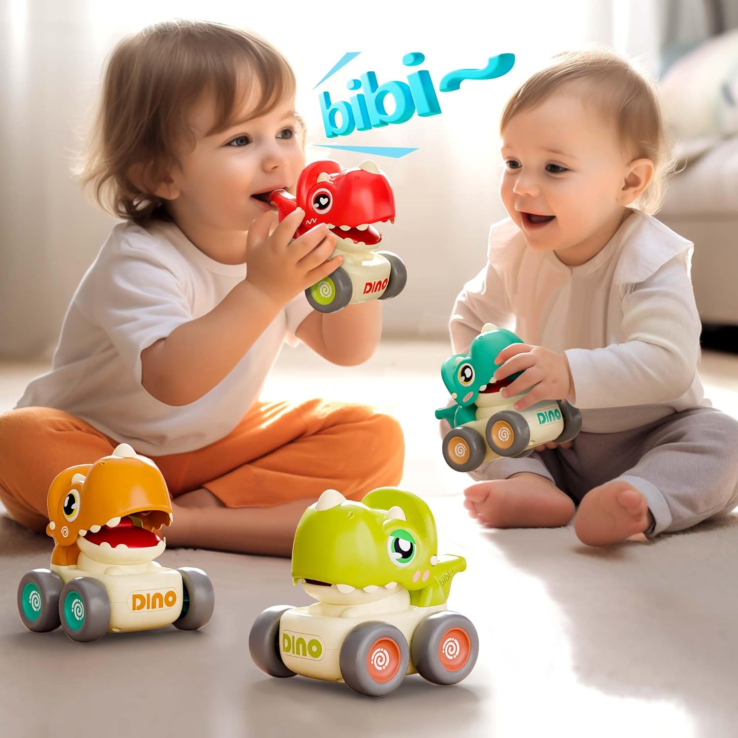 WQFSTORE Dinosaur Press and Go Toy Cars for Toddlers photo 6