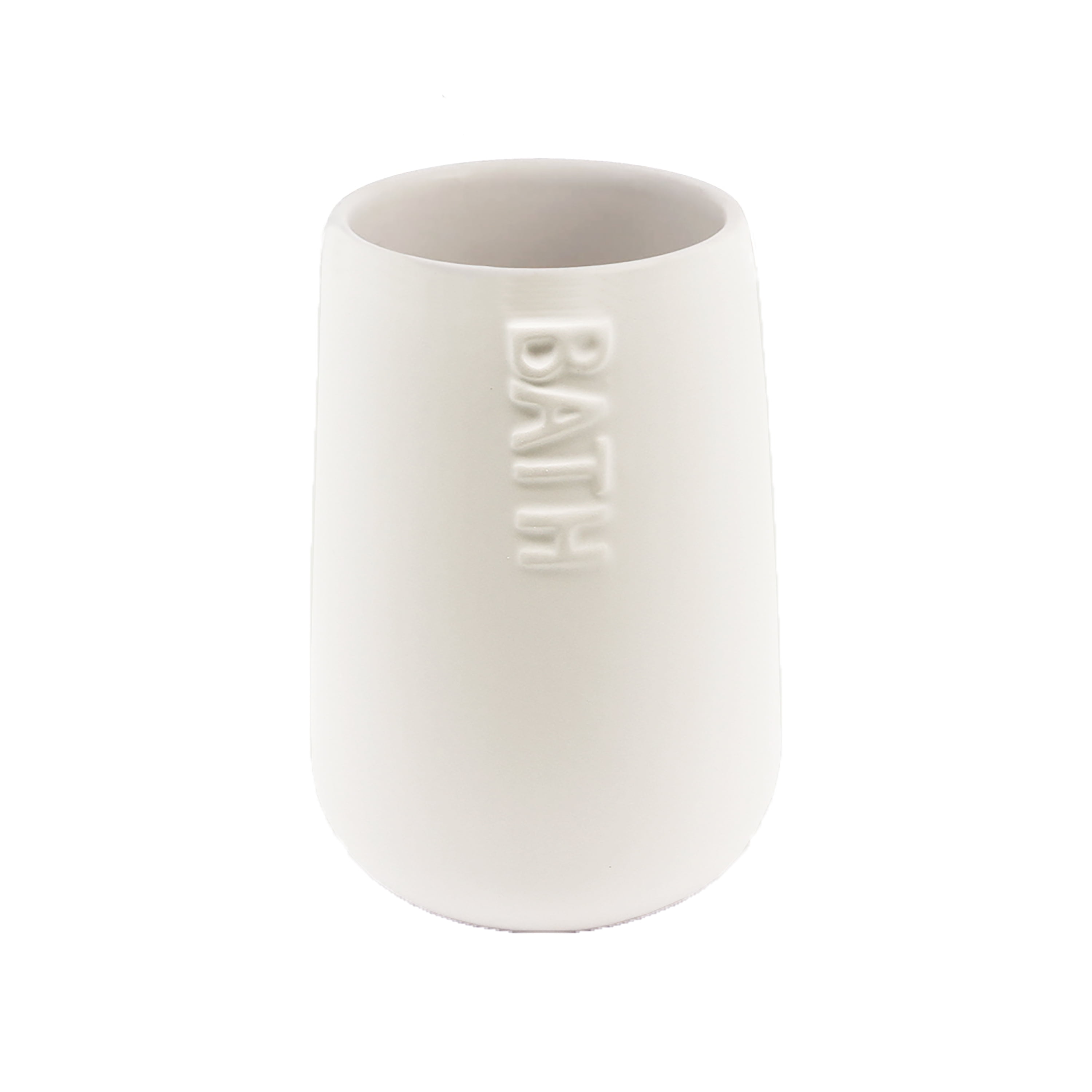 Bath D Collection Water Round Tumbler-Toothbrush Holder Dolomite White