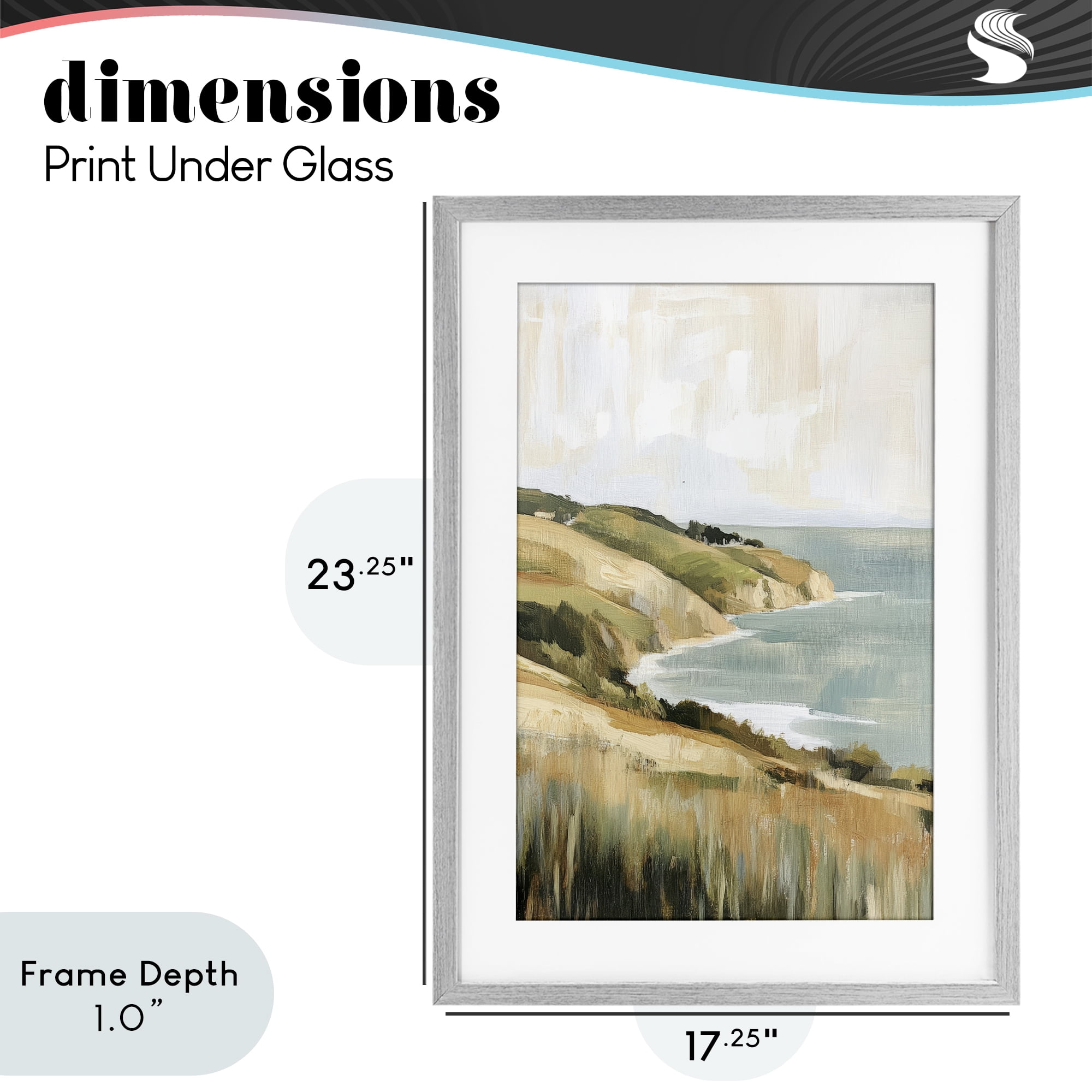 Stupell Industries Serene Cliff Coast Landscape Gray Framed Print Under Glass, design by Petal Prints Design
