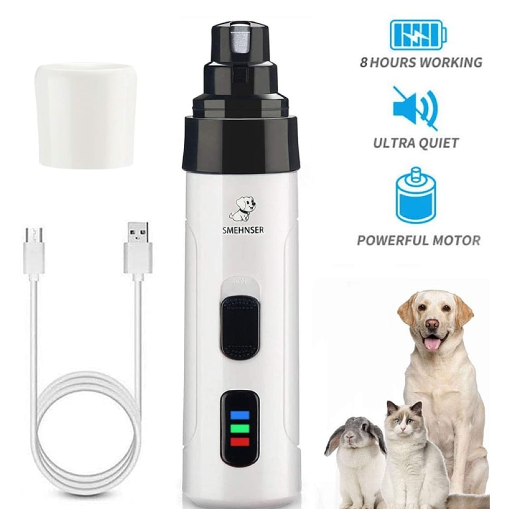 Dog Nail Grinder, Upgraded Super Quiet Painless Pet Nails Grooming Tools, 2 Speed Rechargeable Pet Nail Trimmer for Large Medium Small Dogs Cats
