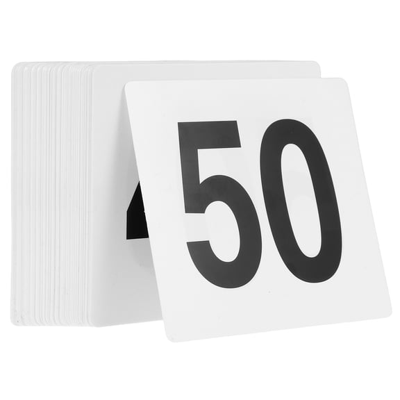 UPOUART 50pcs Double-Sided White PVC Number Cards for Seating Arrangement, Restaurant, Cafe, Event, Party Use
