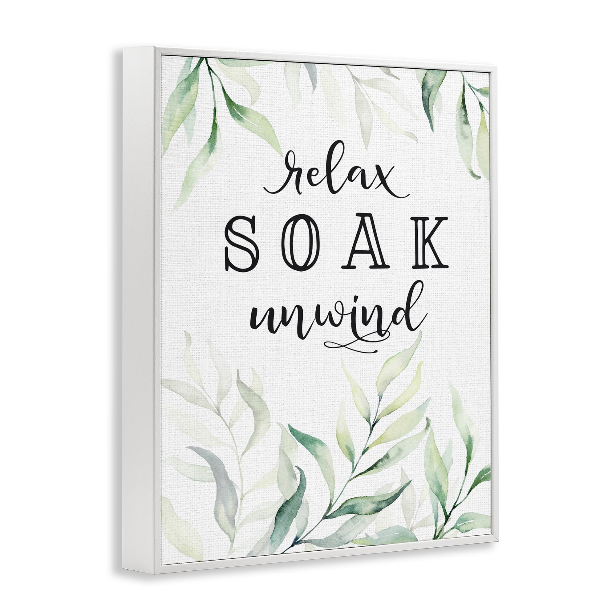 Soak & Unwind with Leaves White Framed Giclee Art, design by Lettered and Lined
