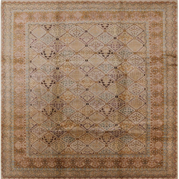Ahgly Company Indoor Square Mid-Century Modern Light Copper Gold Oriental Area Rugs, 5' Square