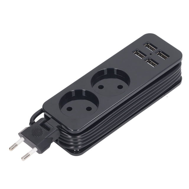 10A 1200W Surge Protector Power Strip with 2 AC Sockets and 4 Smart IC USB Ports (5V 2.1A), ABS Fireproof Material, Multi-Protection for Home/Office, Wall-Mountable Charging Station for Phones &