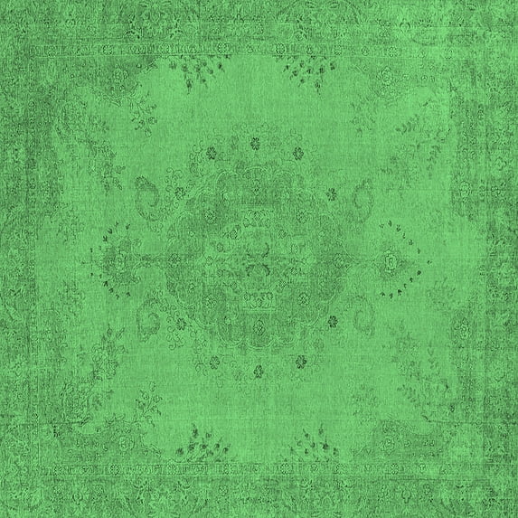 Ahgly Company Indoor Square Oriental Emerald Green Industrial Area Rugs, 7' Square