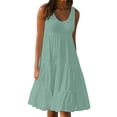 thumbnail image 2 of FcBaudy Robes d'Été pour Femmes, Robes pour Femmes, Jupe pour Femmes Robe d'Été pour Femmes à Col Rond Imprimée Sans Manches Robe de Plage pour Femmes Jupe en Coton, 2 of 8