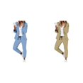 thumbnail image 1 of (2-Pack) Rinsvye Womens Solid Long Sleeve Pants Suit Set With Pockets Elastic Waistband Tailored Fit Business Formal Wear, 1 of 6