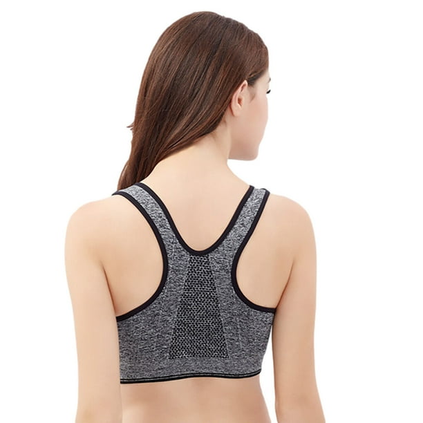 thinsony Sports Bra Women Front Zipper Breathable Underwear Shockproof Vest  Racerback for Running Yoga Fitness, M 