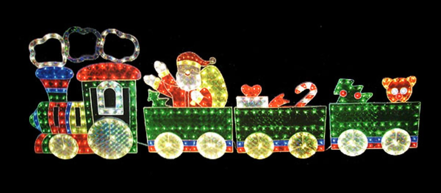 4Piece Holographic Lighted Motion Train Set Christmas Outdoor