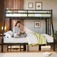 thumbnail image 3 of Dolonm Twin over Full Metal Bunk Bed for Teens, Heavy Duty Noise Free Bunk Bed Sturdy with Support Leg, Ladder and Guardrails for Bedroom, Easy Assembly, Black, 3 of 13