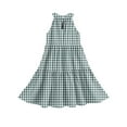 thumbnail image 6 of Abcomgle Girl's Summer Casual Dress Casual Halter Neck Sleeveless Midi Dress Plaid A-line Sundresses Swing Dresses 3-4 Years,Mint Green, 6 of 7