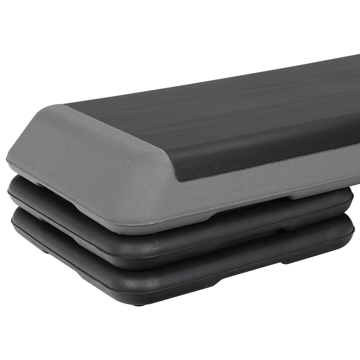 ZENSTYLE 43'' Aerobic Exercise Stepper Platform Adjustable Fitness Stepper W/4 Risers Gray