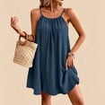 thumbnail image 4 of ClodeEU Women's Spaghetti Strap Backless Tie Back Maxi Dress ,Solid Color Casual Loose Fit Summer Beach Vacation Dress Blue,Women's Plus L, 4 of 8
